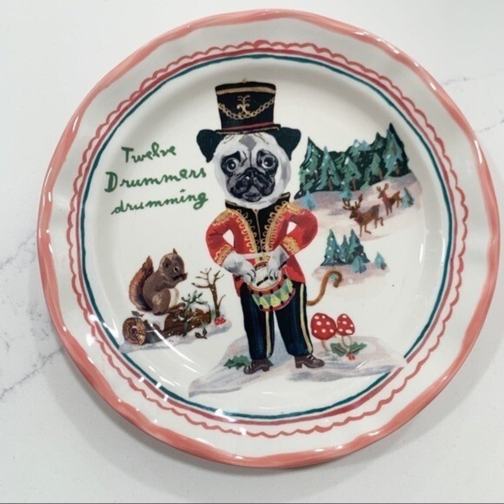 Anthropologie Nathalie Lete 12 Days of Christmas Plate Twelve Drummers Drumming